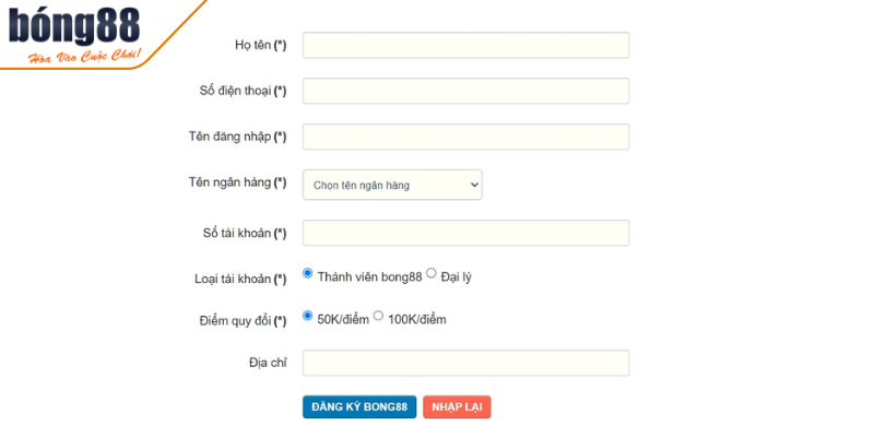 Đăng Ký BONG88 2 Tiến hành đăng ký BONG88 tạo tài khoản cược